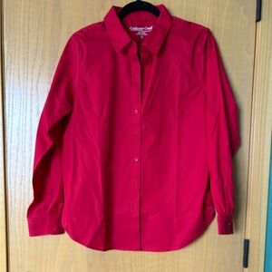 Coldwater Creek Women's Bright Red Button-Down Shirt